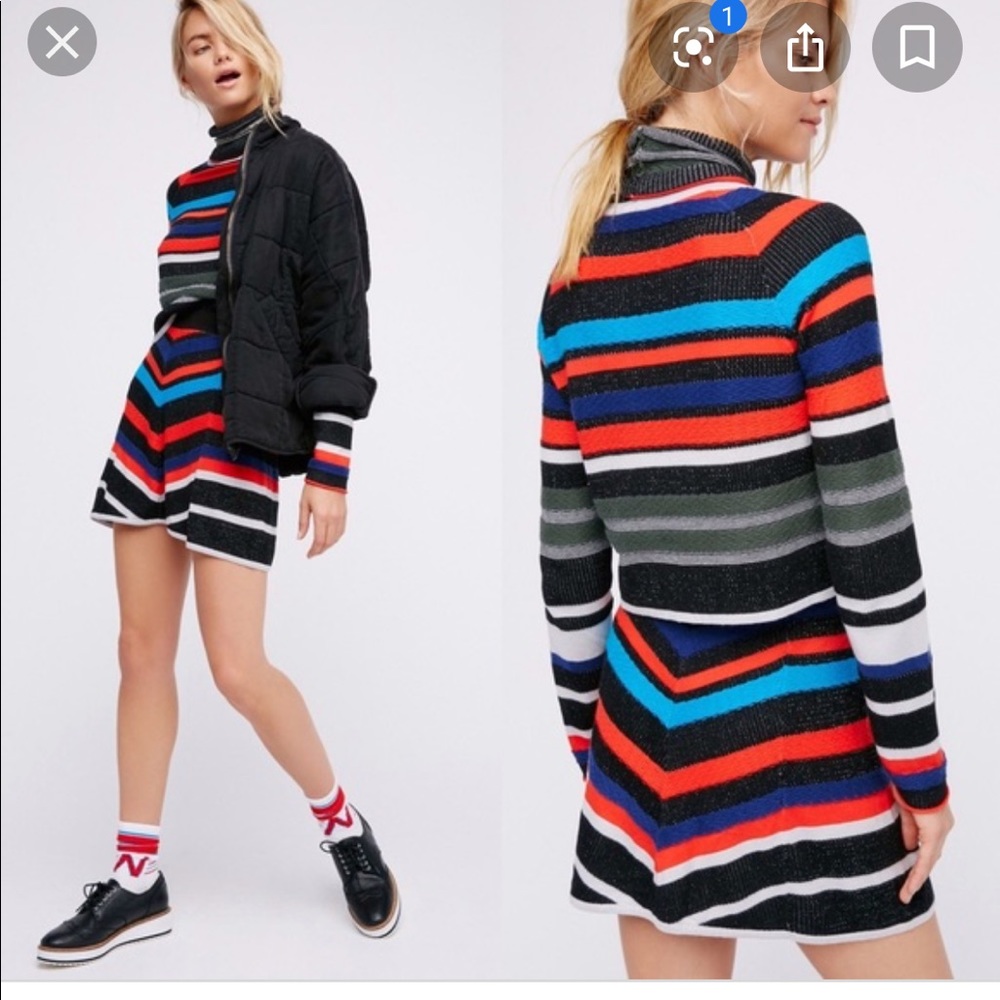 Free People Striped Sweater Skirt Set